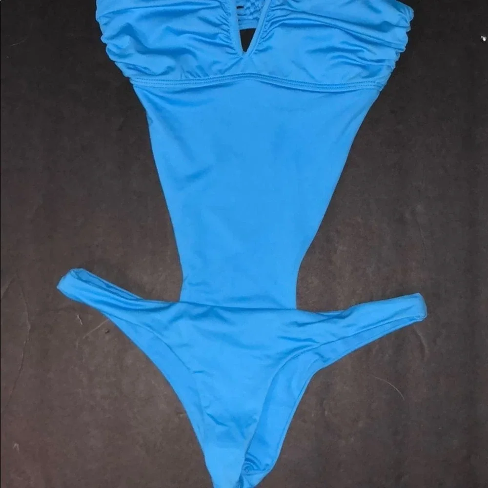 Frankie's Bikinis One Piece Blue‎ Bathing Suit